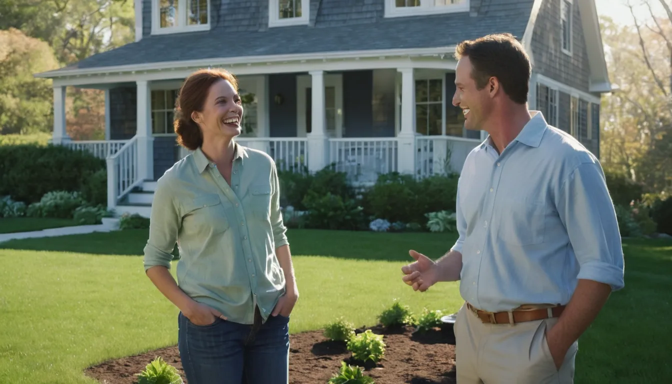 A friendly septic provider speaking with a homeowner beside a house in Jersey City